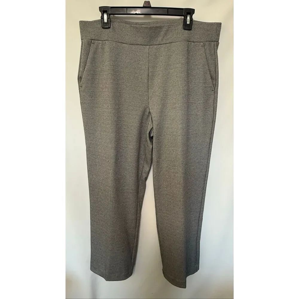 Loft woman’s pull on gray white polyester blend print pant size XL